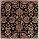 preview thumbnail 67 of 122, Patchway Handmade Classic Floral Wool Area Rug 6' Square - Black - Square