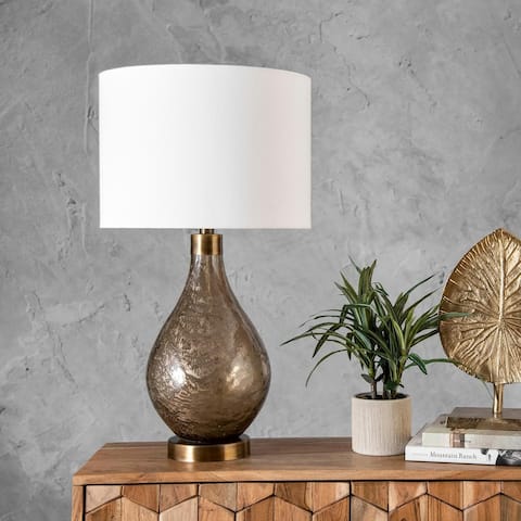 nuLOOM Astor 25" Traditional Glass Beige Table Lamp - 14"W x 14"D x 25"H