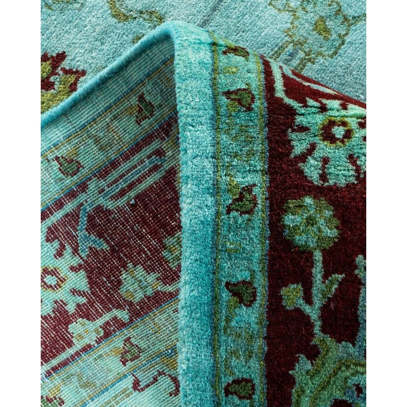 Overton Hand Knotted Wool Vintage Inspired Modern Contemporary Overdyed Blue Area Rug - 2' 7" x 4' 2"