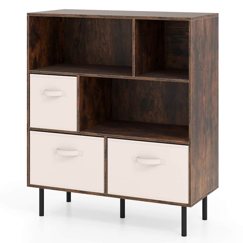 Costway 6-Cube Bookshelf with 3 Removable Folding Fabric Drawers Metal - See Details