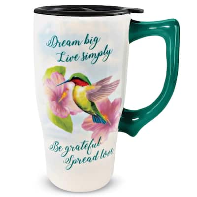 Dream Big Hummingbird Ceramic Travel Mug - 7.000 x 5.500 x 4.000