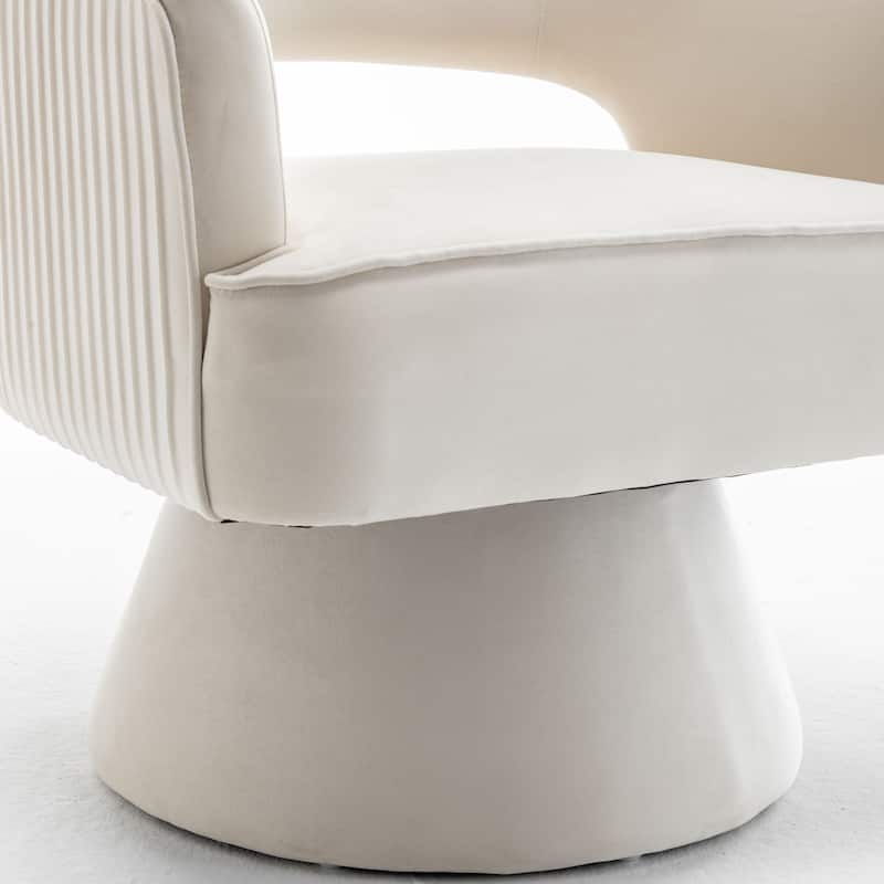 SEYNAR Modren Velvet 360 Degree Swivel Accent Arm Barrel Chair Set of 2 for Living Room