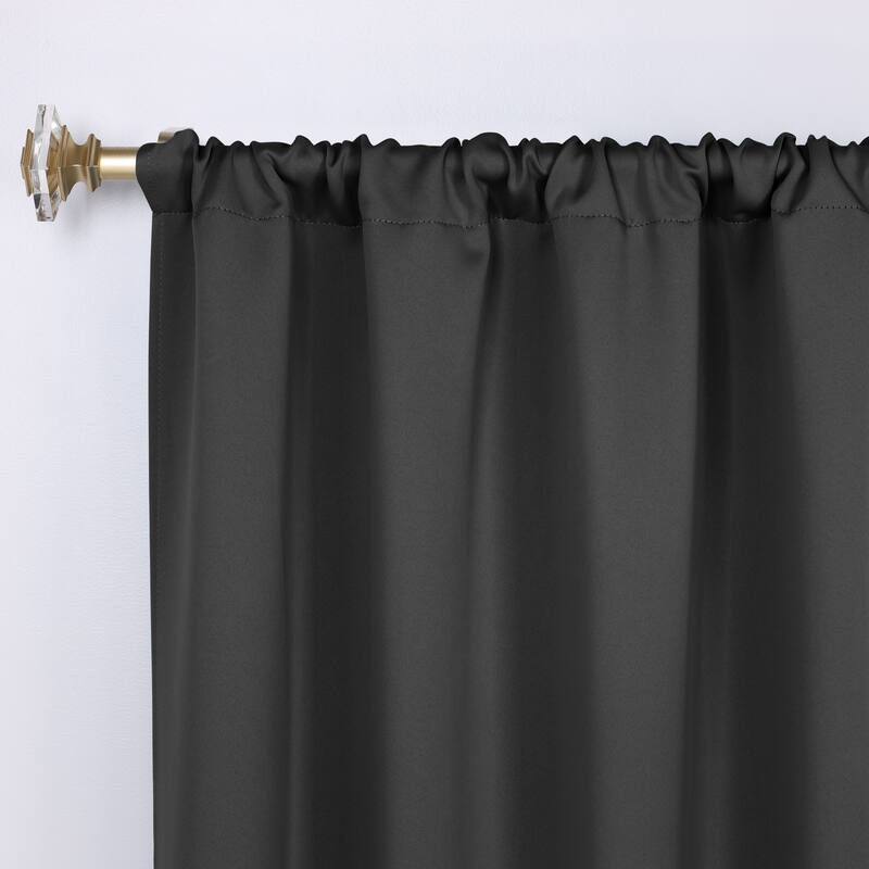 Superior Solid Machine Washable Room Darkening Semi-Blackout Curtains, Set of 2