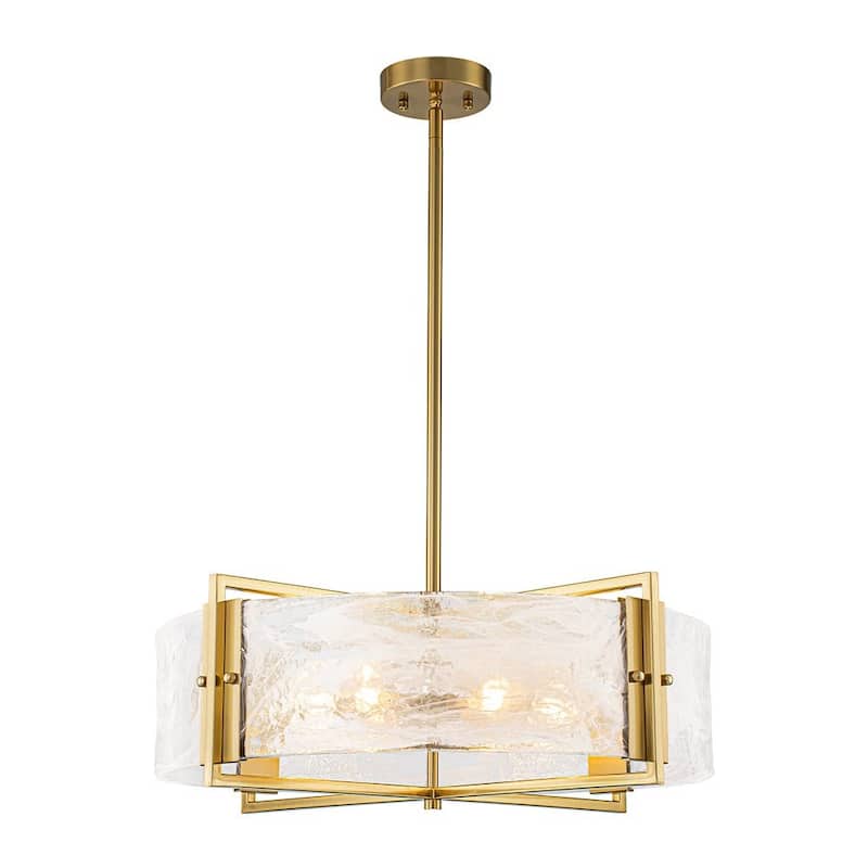 Modern Dining Room 6-Light Glazed Glass Drum Pendant Chandelier