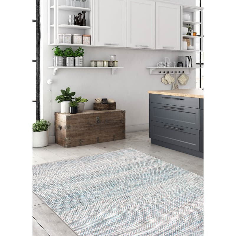 ECARPETGALLERY Hand-knotted Silk Shadow Teal Wool Rug - 5'0 x 7'1