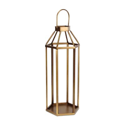 Golden Hexagon Tabletop Lantern - 31.5"