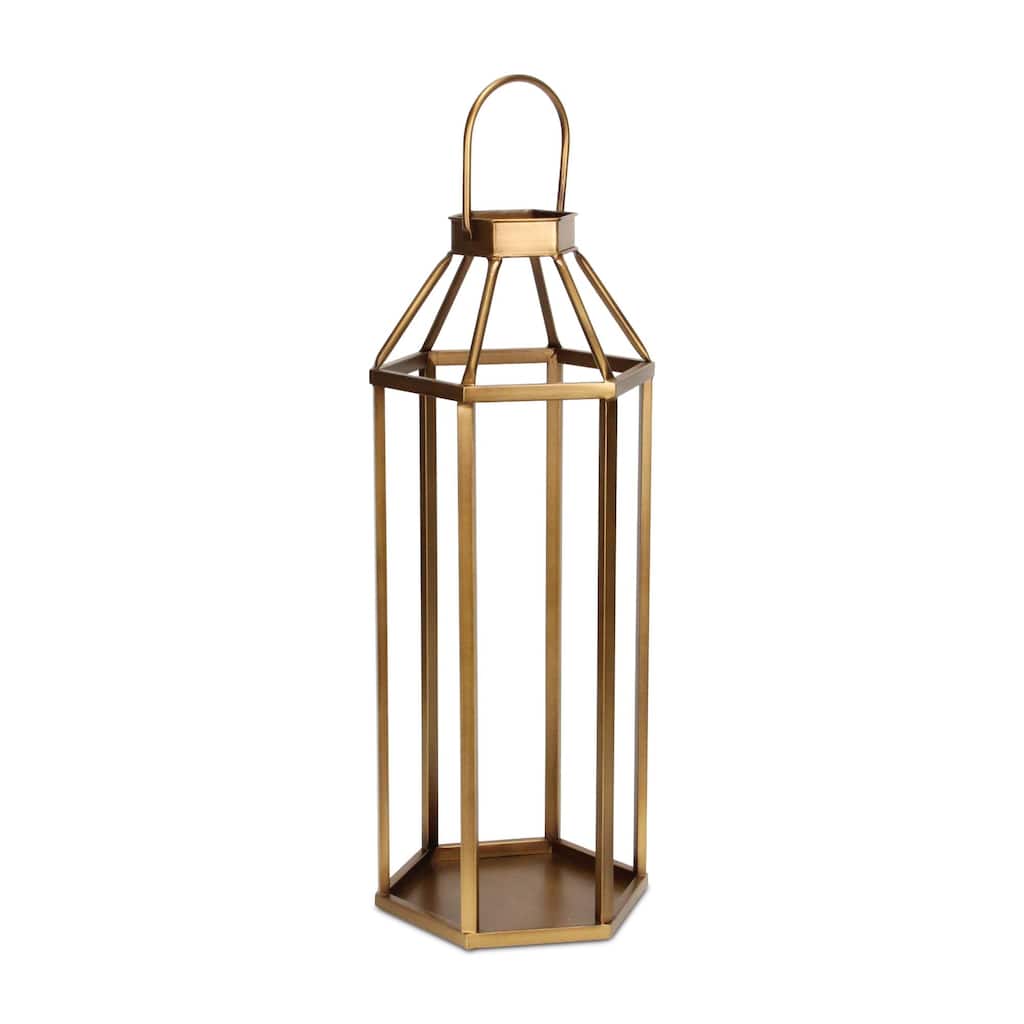 Golden Hexagon Tabletop Lantern - 31.5"