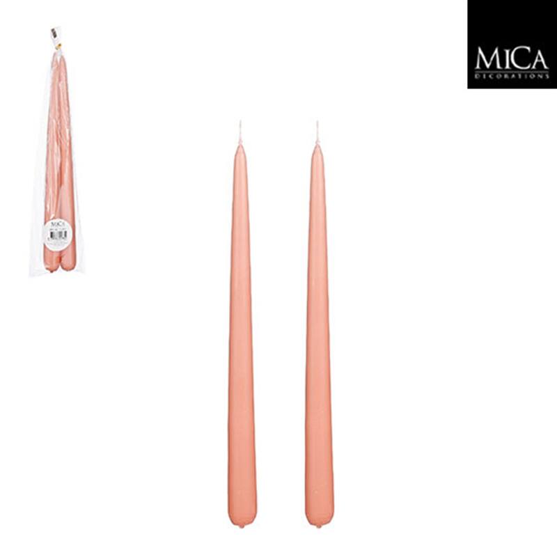 Set of 2 Pink Taper Candles-ST - Burn Time 9 Hours