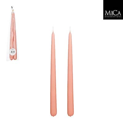 Set of 2 Pink Taper Candles-ST - Burn Time 9 Hours