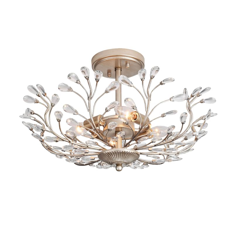 Flavia 4-light Crystal Beaded 9-Branch Semi-Flush Mount - 18 inches in diameter x 12 inches H