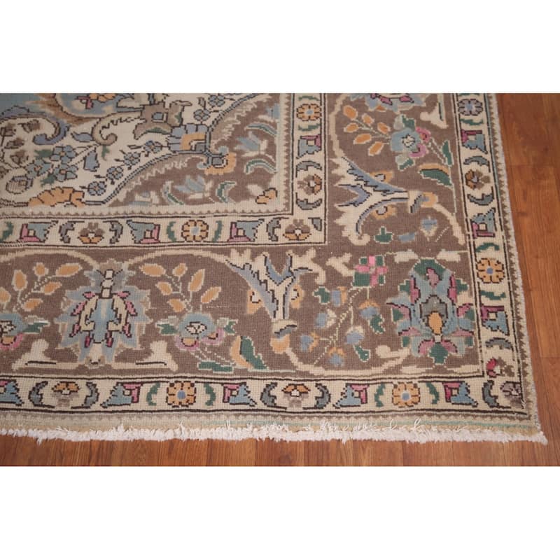 Blue Tabriz Persian Vintage Area Rug Handmade Wool Carpet - 9'9"x 12'3"