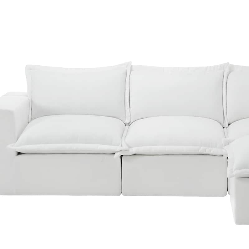 Chenille No Assembly Modular Sectional Sofa Cloud Couch with Ottoman