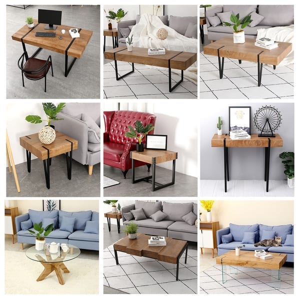 Mcombo Modern Indutrial Coffee Table Thicker Table Top Rustproof Metal Legs For Living Room Cocktail Table Overstock Com Shopping The Best Deals On Coffee Sofa End Tables 33781649