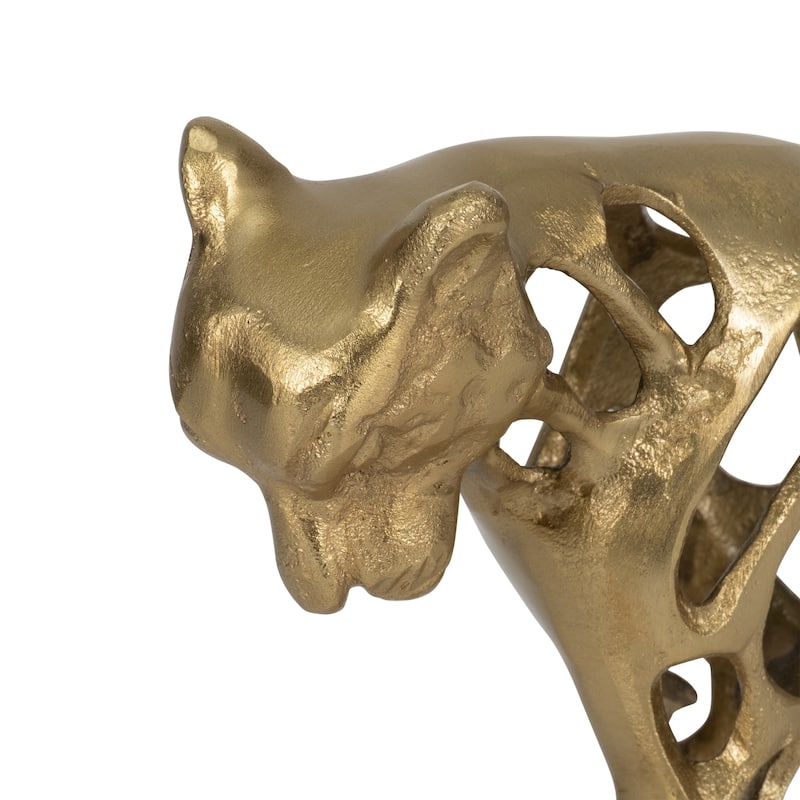 Sagebrook Home's Gold Metal Lioness Figurine - Aluminum 14-Inch Art Piece for Sophisticated Home Decor - 14" x 4" x 8"