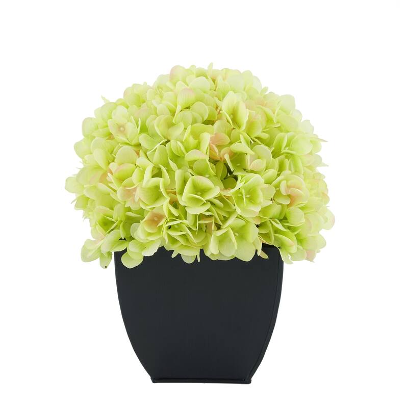 Faux Hydrangea in Black Tapered Zinc Cube