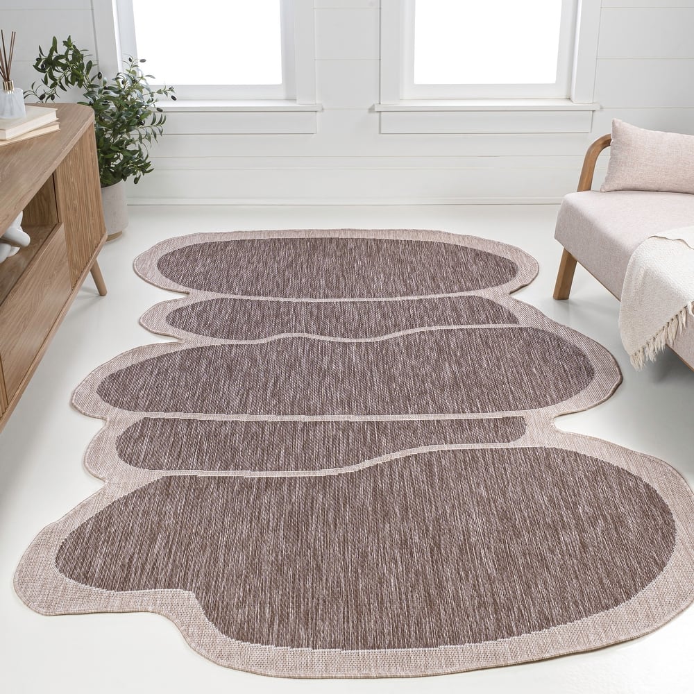 JONATHAN Y Jasper Modern Rustic Abstract Indoor/Outdoor Shaped Area Rug