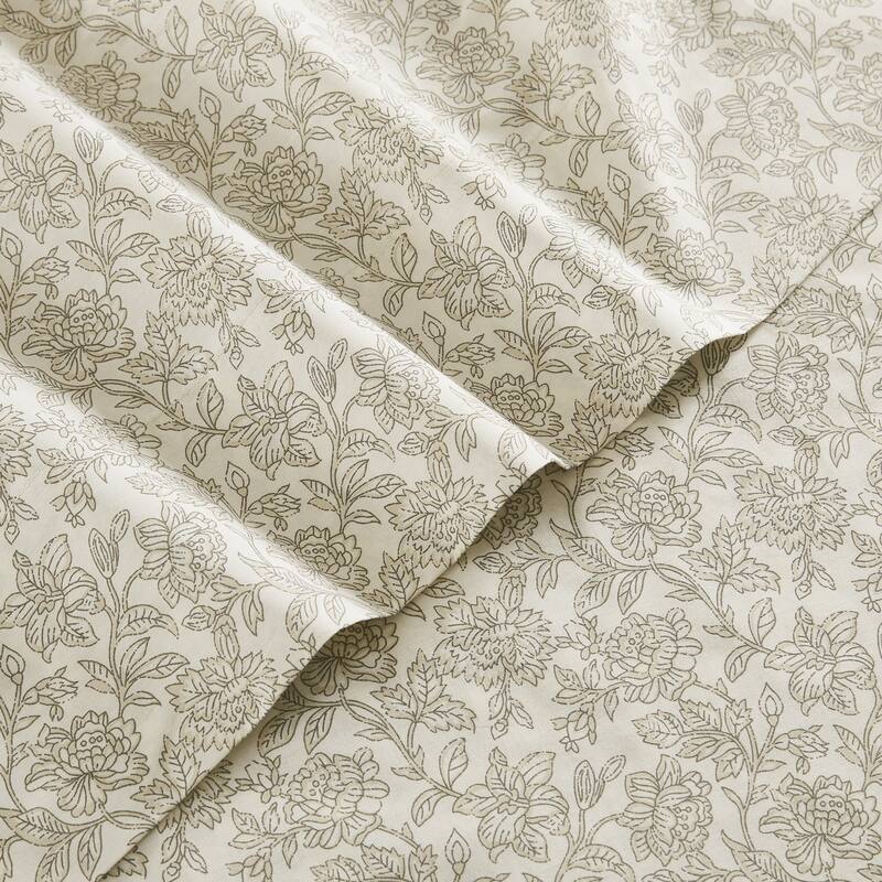 Lush Decor Zara Floral Block Cotton Sheet Set