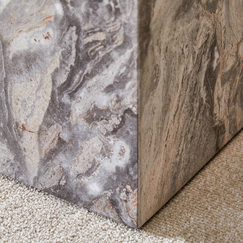 GDFStudio Thalassine Wood Coffee Table with Sleek Marble-Textured