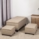 preview thumbnail 1 of 20, Adeco Set of 3 Linen Fabric Storage Ottoman Bench Lift Top Footstool Beige
