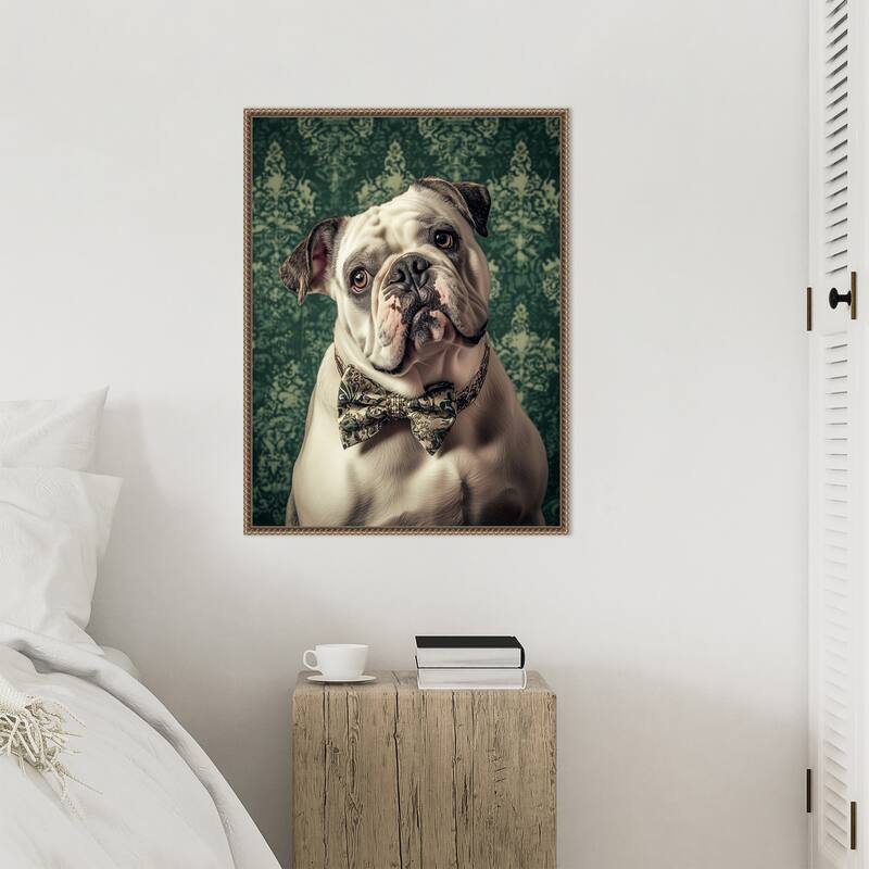 The Gentleman Bulldog by Mowzu Framed Canvas Wall Art