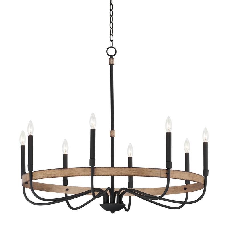 Maxim 14448 Franklin 8 Light 36" Wide Taper Candle Chandelier - Driftwood / Black