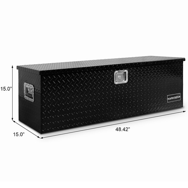 MILLION PARTS 49 Black Aluminum Truck Bed Underbody Tool Box Pickup Trailer RV Tongue Tool Storage Box W//Lock