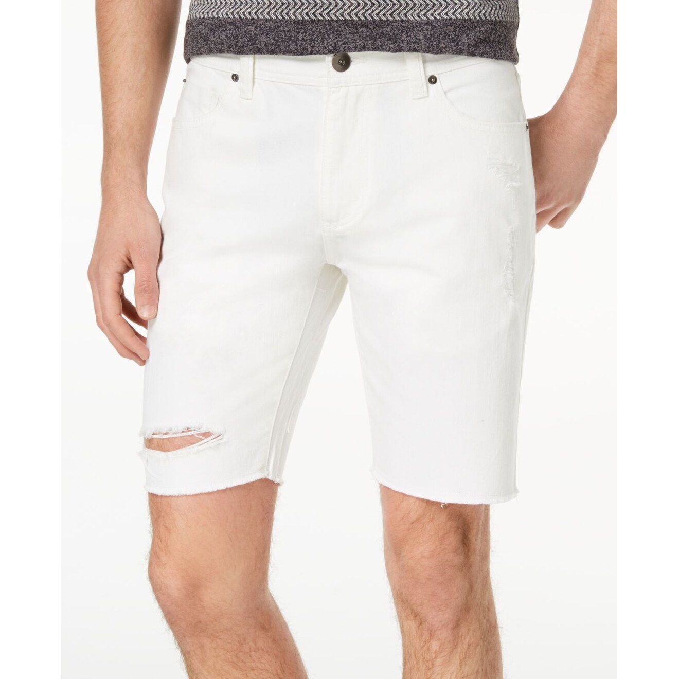 mens white ripped jean shorts