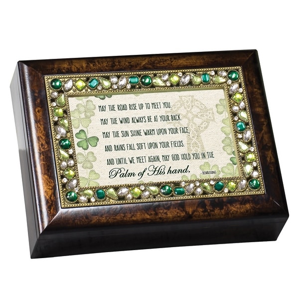 8" Brown and Green "MAY THE ROAD RISE" Wind Up Music Box - N/A