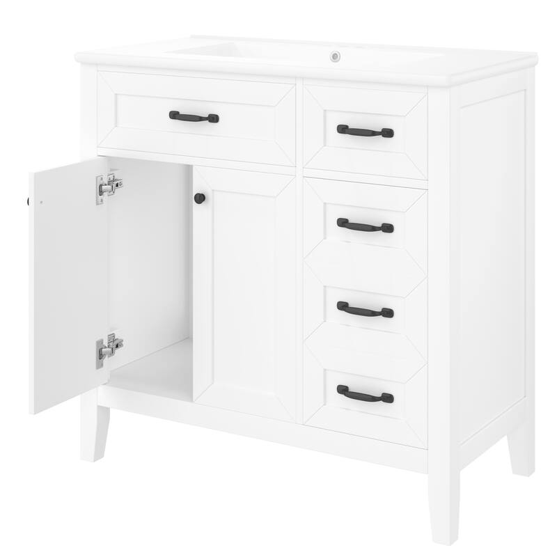 GDFStudio - Avalon 36-Inch Bathroom Vanity with Sink Combo, Multi-functional Cabinet, Solid Wood & MDF Board, Painted Finish