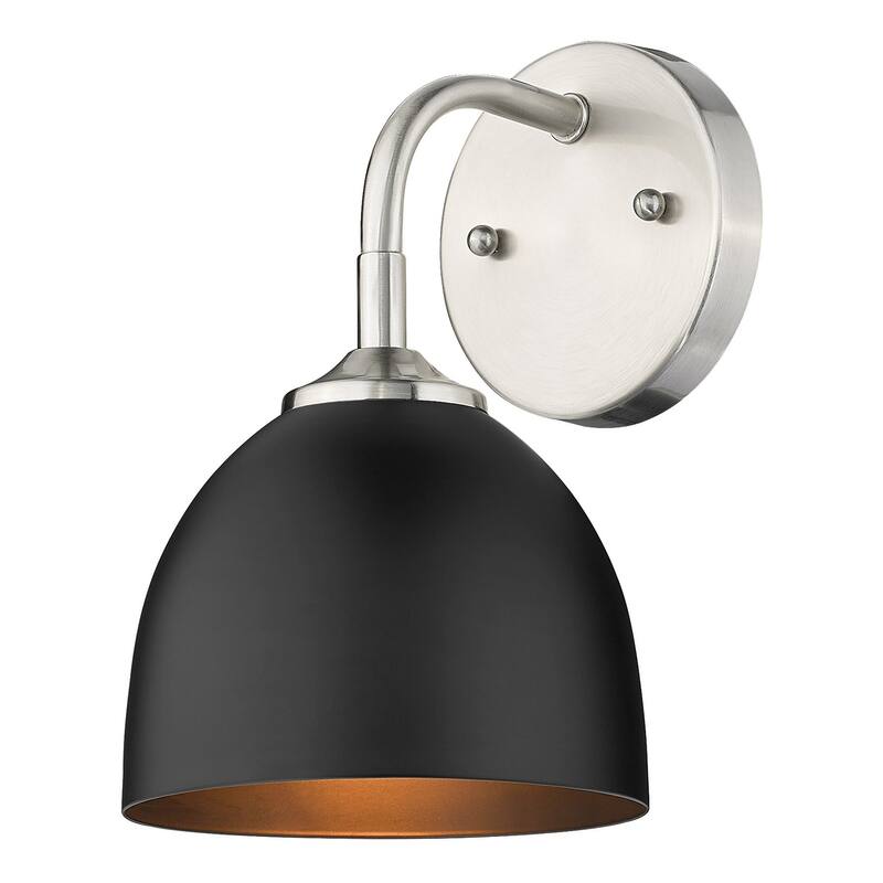 Golden Lighting Zoey 10" Tall Bathroom Sconce with Black Shade - Pewter