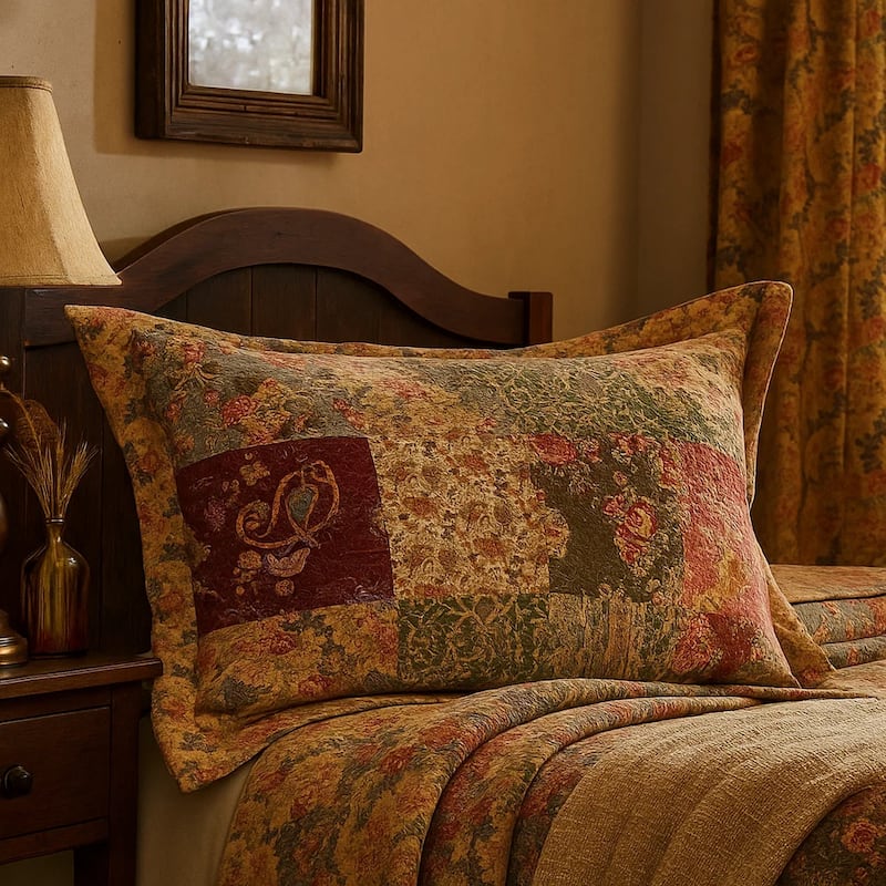 Kamet Fabric Standard Size Sham with Floral Prints and Paisleys, Multicolor