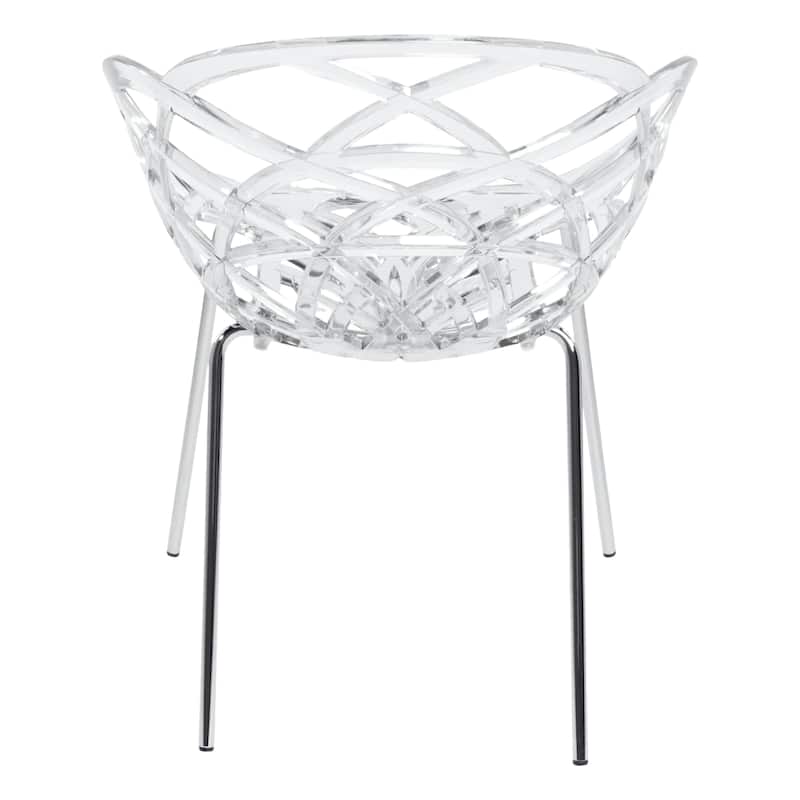 Furnish Theory Fleur-ML Stackable Dining Armchairs Arm Chairs Anti-UV Polycarbonate Shell & Chrome-Plated Steel Legs (Set of 2)