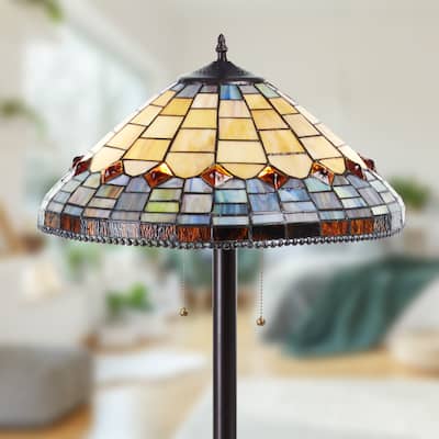 Victoria River of Goods Multicolor Stained Glass Dome Shade 62.25-Inch Floor Lamp - 18" x 18" x 62.25"