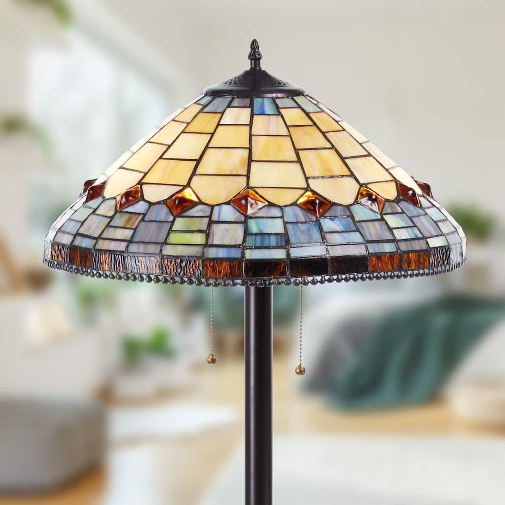 Victoria River of Goods Multicolor Stained Glass Dome Shade 62.25-Inch Floor Lamp - 18" x 18" x 62.25"