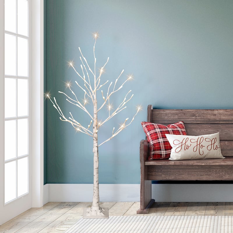 Puleo International 4 ft. Pre-Lit White Artificial Twig Tree