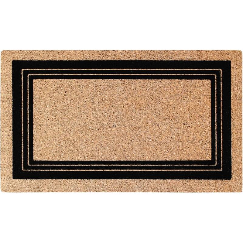 A1HC Classic Border Entrance Door Mats, Durable Large Outdoor Rug, Non-Slip, Flock Doormat Black/Beige - 24"X39"