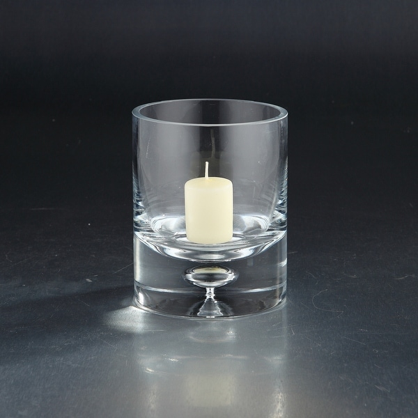 6" Clear Hand Blown Cylinder Glass Candle Holder - N/A
