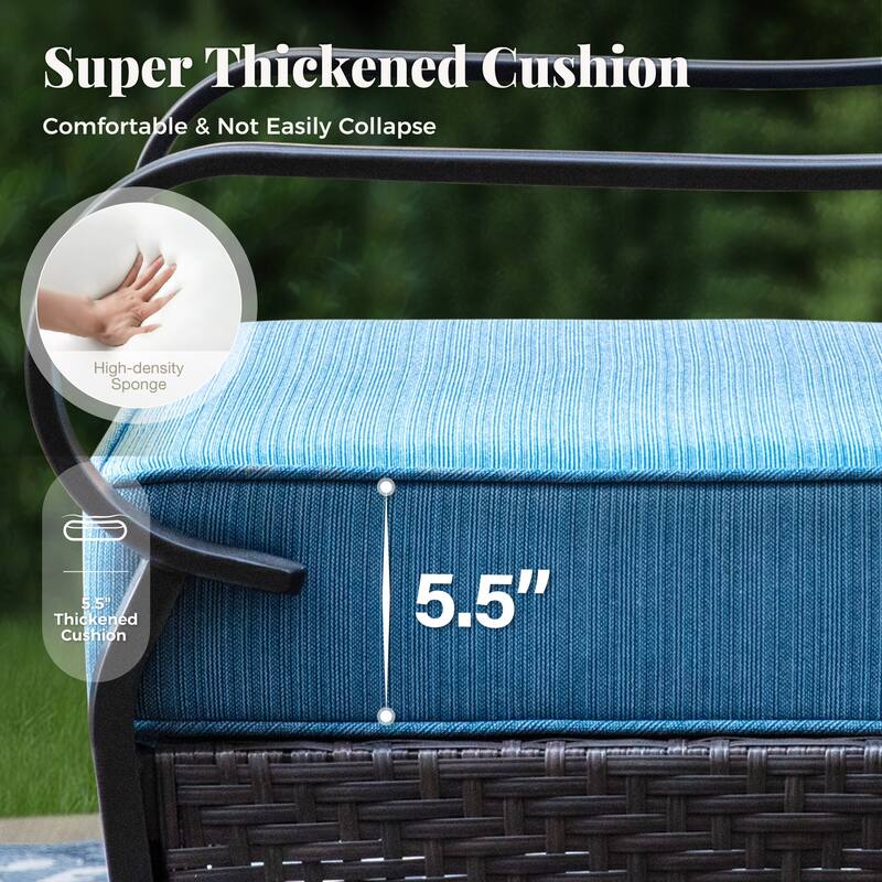 MAISON ARTS Modern Outdoor Patio Furniture Set with Waterproof Cushions - 5-Piece Wicker & Metal Conversation Set
