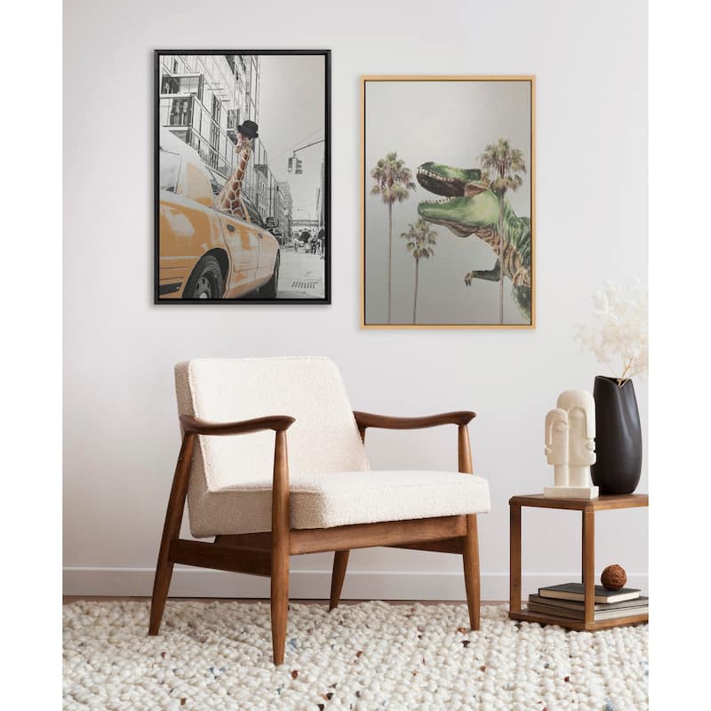 Kate and Laurel Sylvie Dinosaur Framed Canvas by July Art Prints