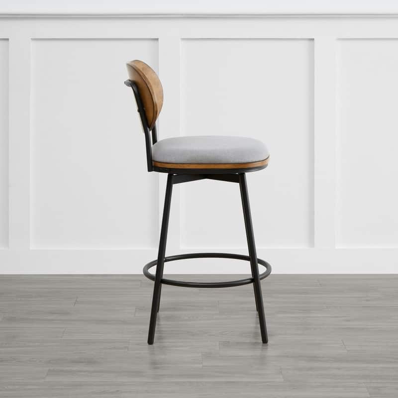 Spruce & Spring Megan Swivel Counter Bar Stool with Metal Legs