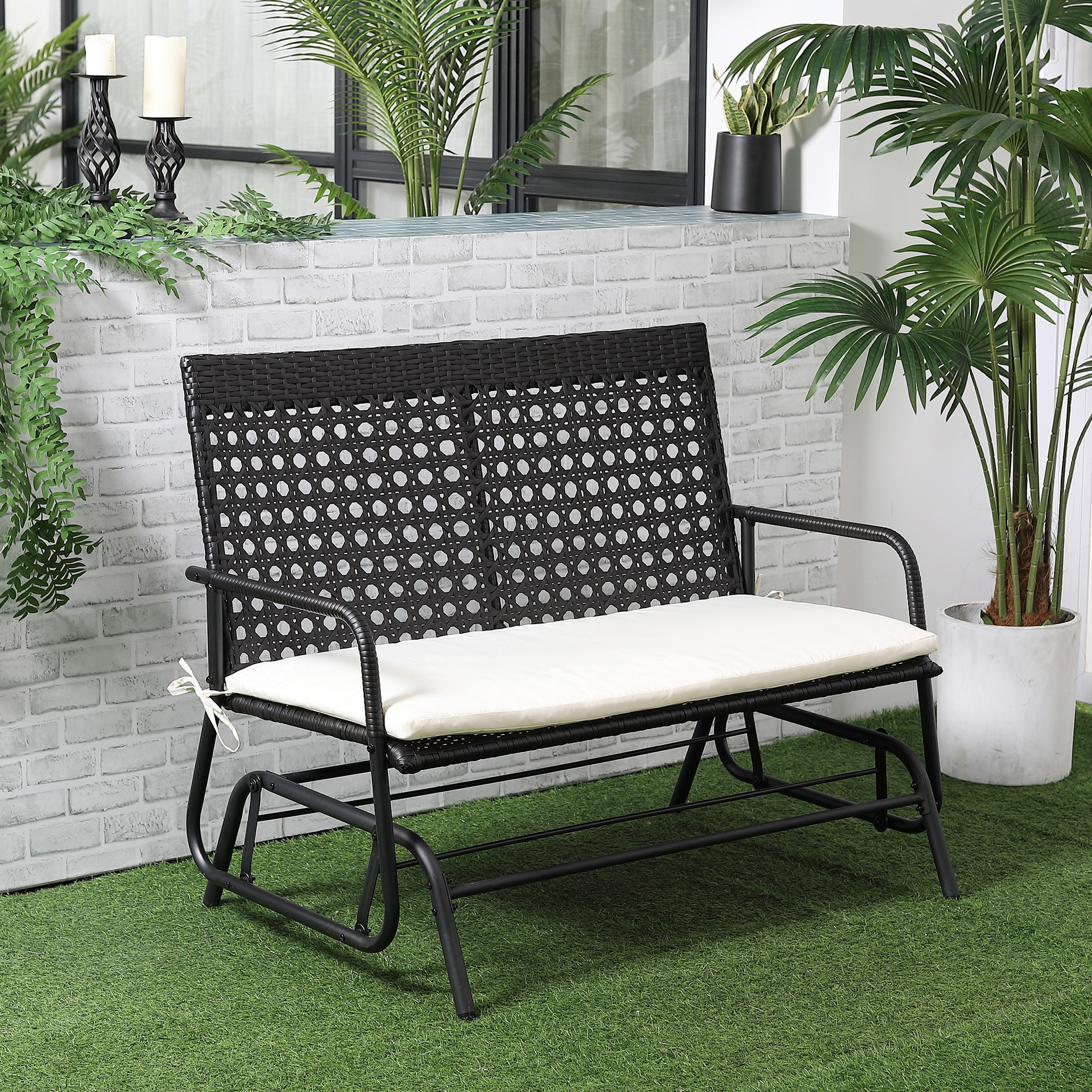 Wicker glider 2025 loveseat