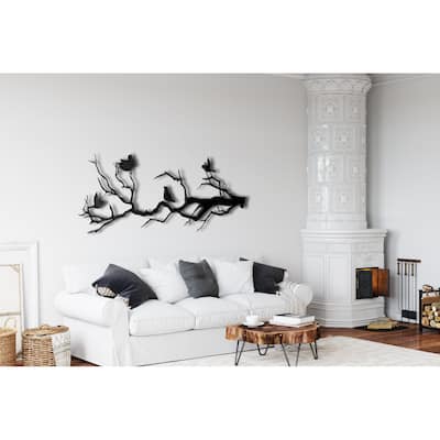 Birds and Branch Metal Wall Decor for Home and Outside