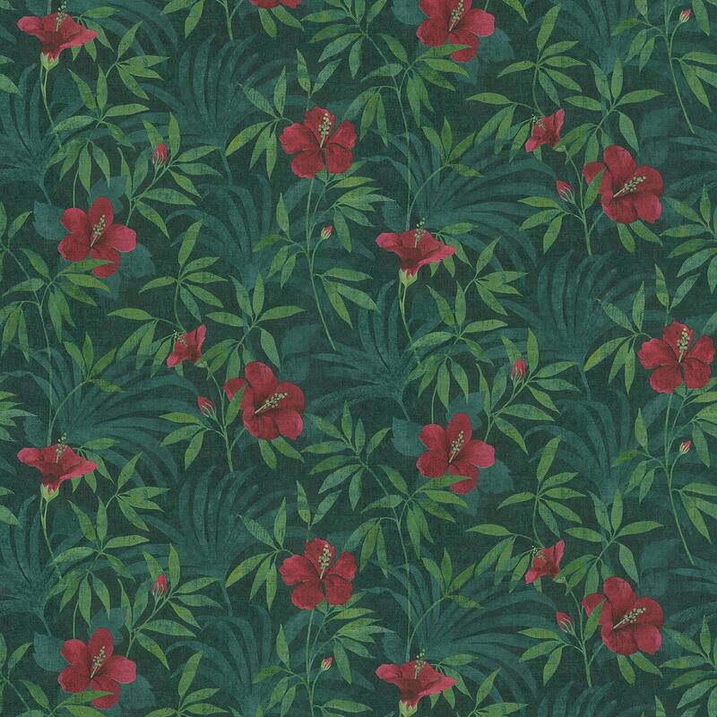 Advantage Malecon Green Floral Wallpaper - 20.9in x 396in x 0.025in - 20.9in x 396in x 0.025in