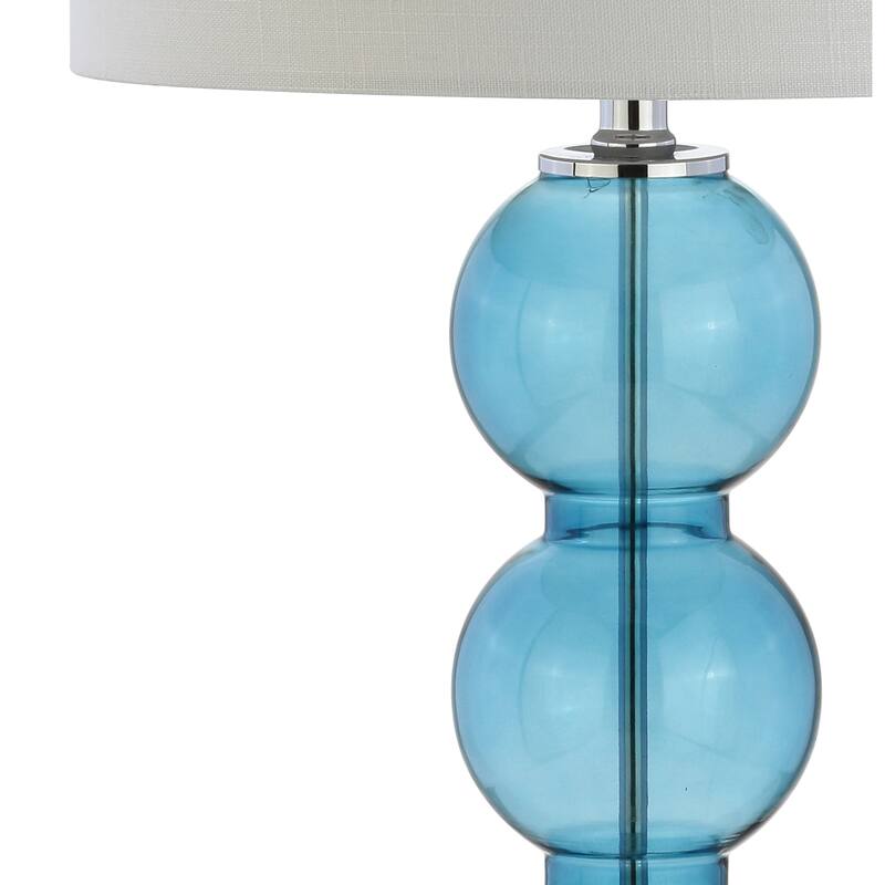 Ella 27" Glass Triple-Sphere LED Table Lamp, Mercury Silver/Chrome (Set of 2) by JONATHAN Y