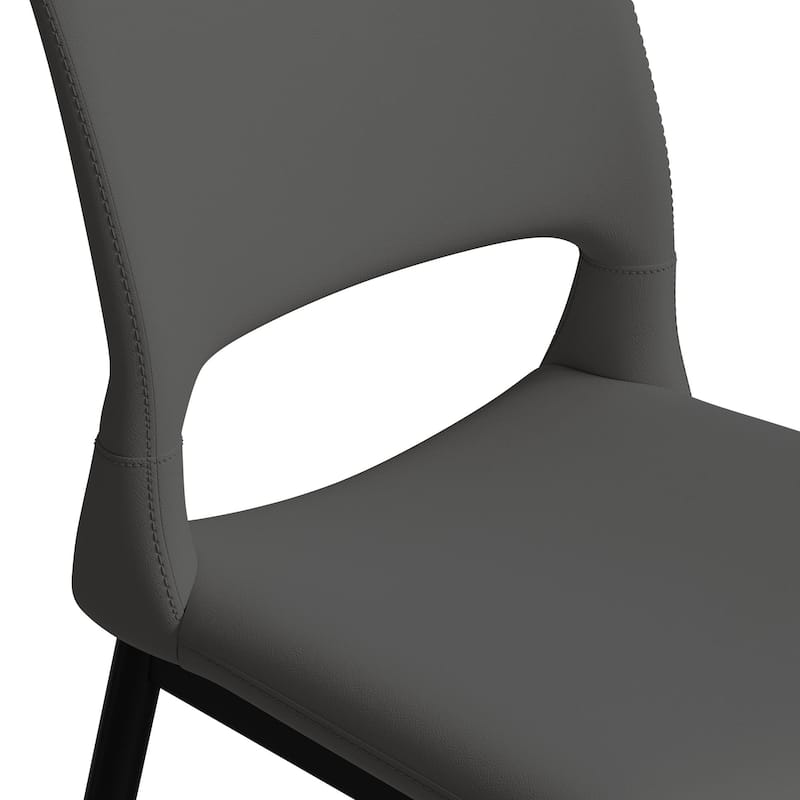 GDFStudio - Solvane Minimalist PU Leather Upholstery Dining Chair Set with Curved Backrest Padded Seat & Metal Legs, Set of 2