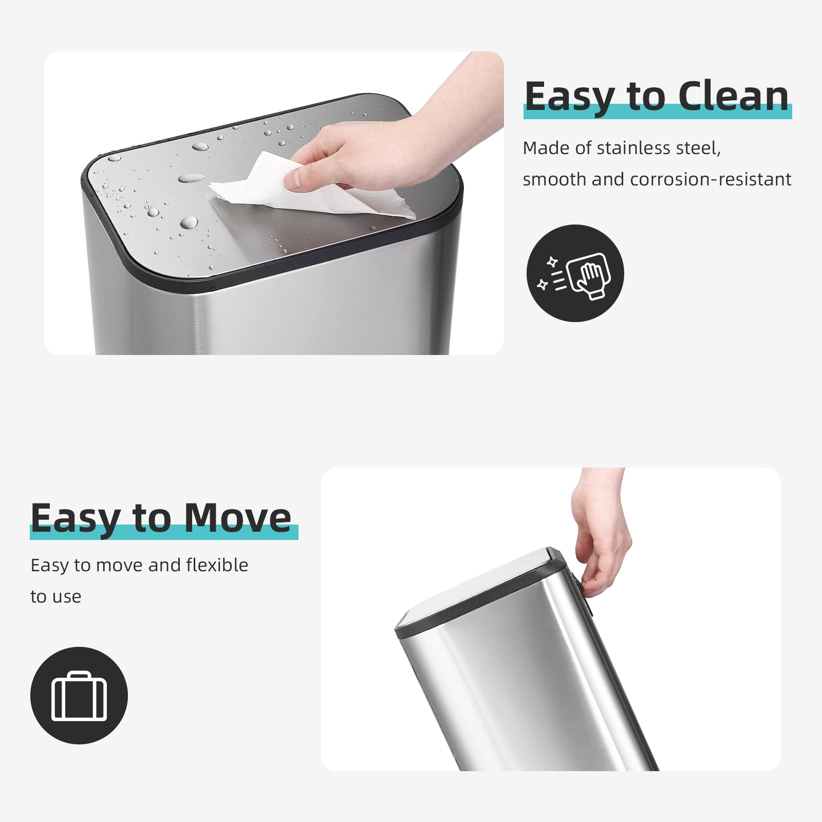 8 Gallon Stainless Steel Garbage Can - On Sale - Bed Bath