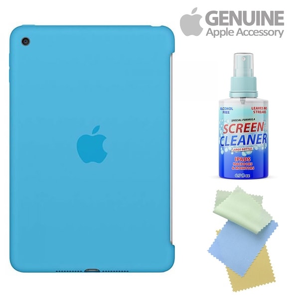 Apple Silicone Case For Ipad Mini 4 (Blue) With Free Cleaning Kit For Iphones/Ipads/Imacs
