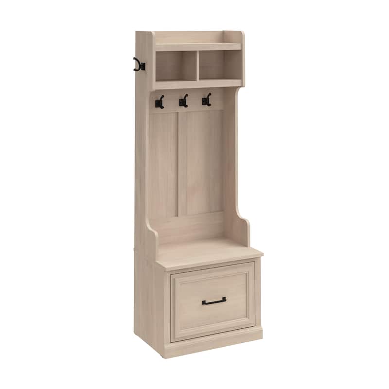 Woodland Hall Tree and Small Shoe Bench with Drawer by Bush Furniture