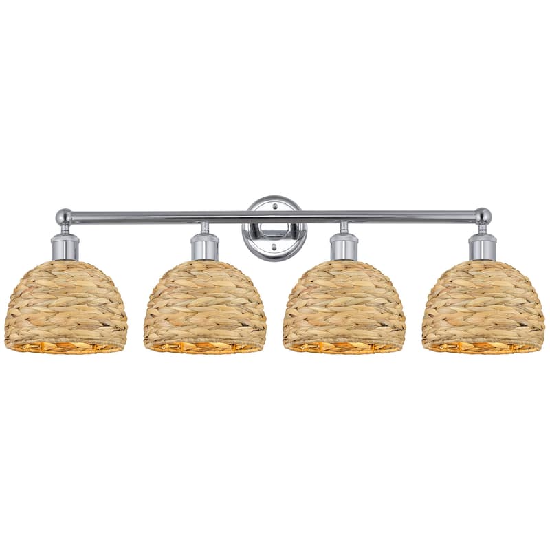 Innovations Lighting 616-4W-11-35 Woven Rattan Vanity Woven Rattan 4 - Polished Chrome / Natural