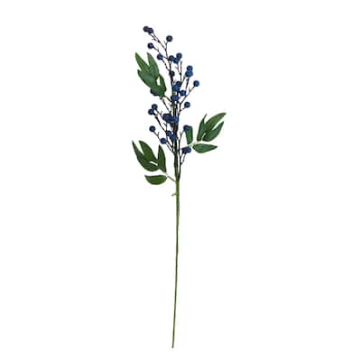 Elements Set of 6 Artificial Blueberry Branch, 25 Inch - N/A